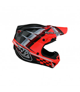 Casque Motocross Troy Lee Designs SE4 polyacrylite Warped rouge  ECE TLD