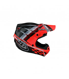 Casque Motocross Troy Lee Designs SE4 Polyacrylite Warped rouge enfant  TLD