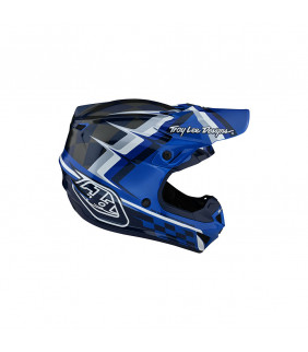 Casque Motocross Troy Lee Designs SE4 Polyacrylite Warped bleu enfant  TLD