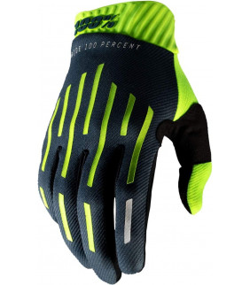 Gant Ridefit 100% glove gris/jaune -  Officiel Motocross