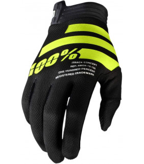 Gant Itrack 100% glove noir/jaune -  Officiel Motocross