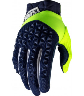 Gant Airmatic 100% glove bleu/jaune -  Officiel Motocross
