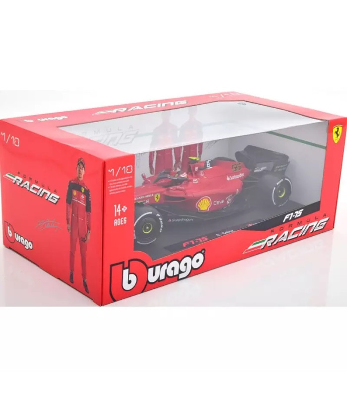 Voiture 1/18 Bburago Ferrari F1-75 Officiel Formule 1 Carlos Sainz 55