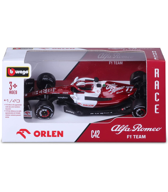 Voiture 1/43 Bburago Alfa Romeo C42 Officiel Formule 1 Valterie Bottas 77