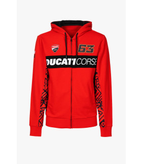 Sweat a capuche Zip Francesco Bagnaia 63 Ducati Corse Officiel MotoGP