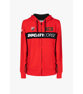 Sweat a capuche Zip Femme Francesco Bagnaia 63 Ducati Corse Officiel MotoGP