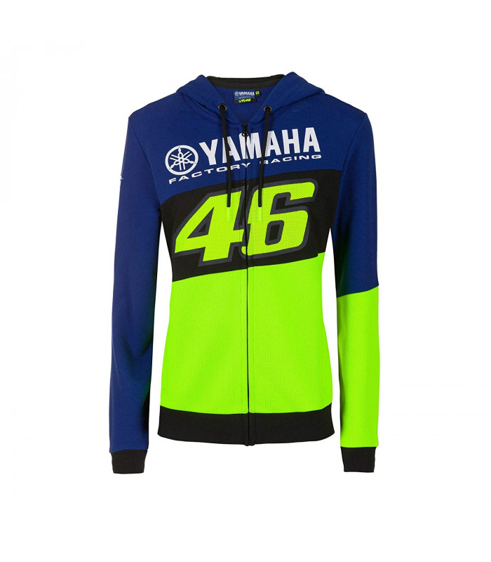 Sweat à Capuche Zip Femme VR46 Yamaha Factory M1 Racing Officiel MotoGP Valentino Rossi