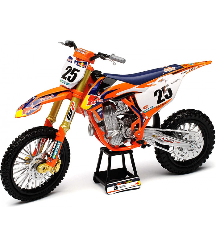 Moto Miniature New Ray KTM 450 SX-F Marvin Musquin Nr 25 Red Bull Supercross 1/10 Modell