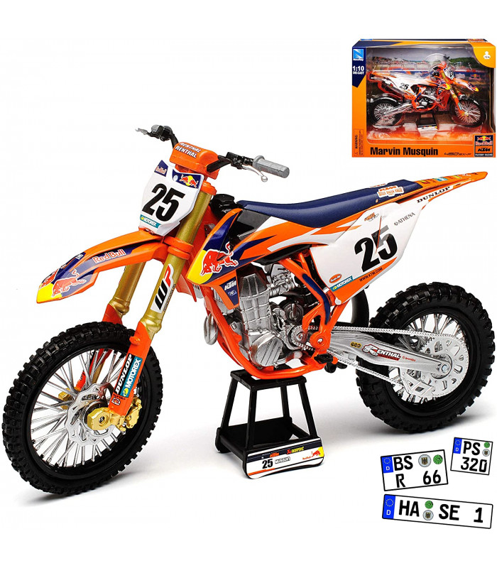 Moto Miniature New Ray KTM 450 SX-F Marvin Musquin Nr 25 Red Bull Supercross 1/10 Modell