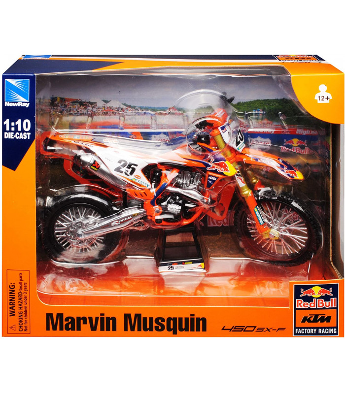 Moto Miniature New Ray KTM 450 SX-F Marvin Musquin Nr 25 Red Bull Supercross 1/10 Modell