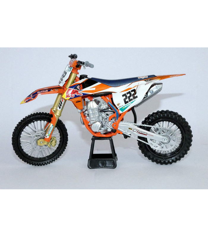 Moto Miniature New Ray KTM 450 SX-F Antonio Cairoli Nr 222 Red Bull Supercross 1/10 Modell