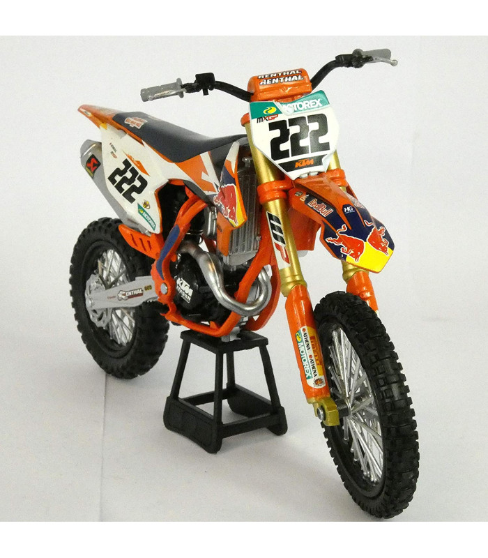 Moto Miniature New Ray KTM 450 SX-F Antonio Cairoli Nr 222 Red Bull Supercross 1/10 Modell