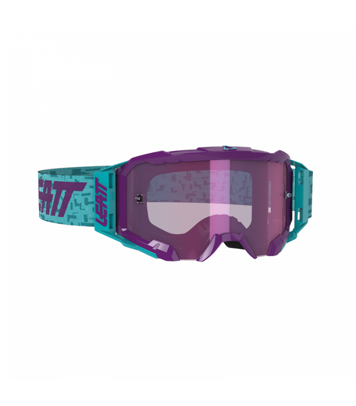 Masque LEATT Velocity 5.5 Iriz - bleu Aqua - Ecran violet Purple 78% Officiel Motocross/VTT/BMXDH