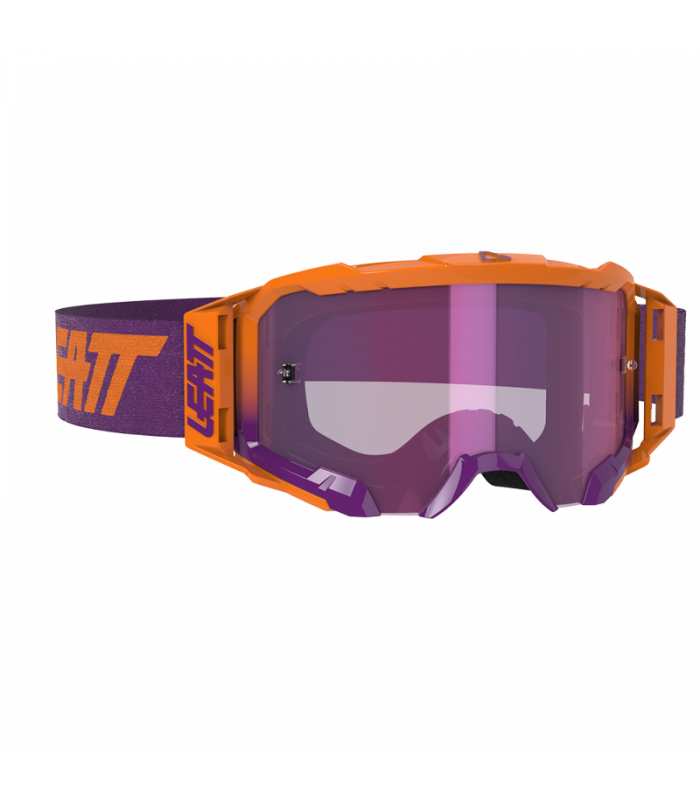 Masque LEATT Velocity 5.5 Iriz - orange Neon - Ecran violet Purple 78% Officiel Motocross/VTT/BMXDH