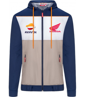 Veste imperméable à capuche Zip Homme Repsol Honda Officiel MotoGP