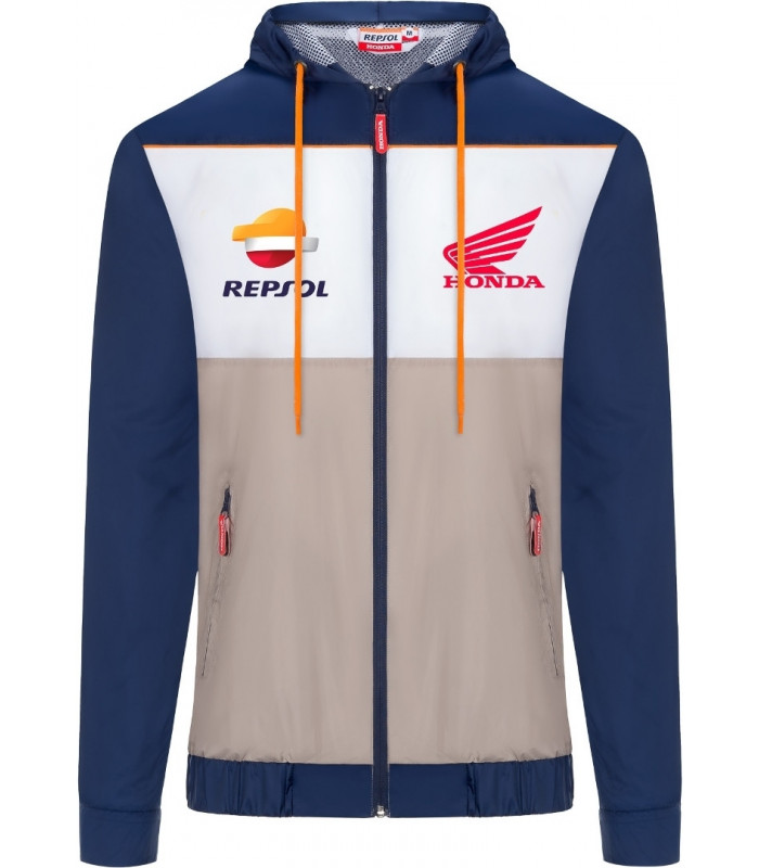 Veste imperméable à capuche Zip Homme Repsol Honda Officiel MotoGP