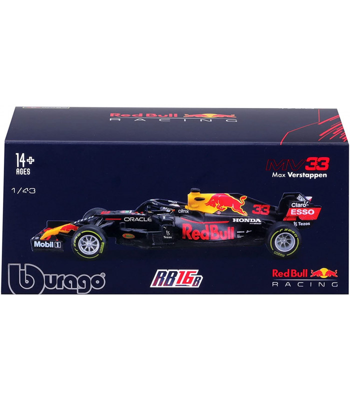 Voiture 1/43 Bburago Red Bull RB16B Signature casque Verstappen F1 Officiel Formule 1