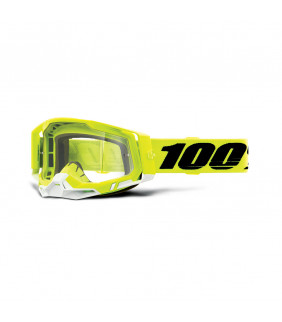 Masque Motocross 100% Percent Racecraft 2 Yellow - Ecran incolore